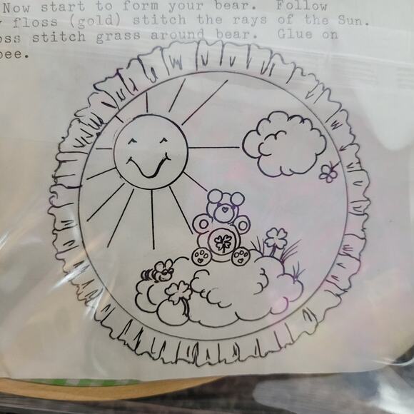 Vintage Nursery Wall Decor DIY Teddy Bear Sun Cloud - Picture 3 of 5